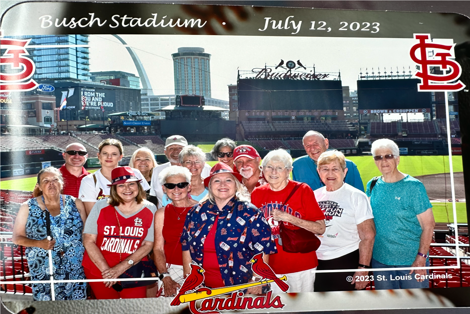 Photo of a group of men and women at Busch Stadium